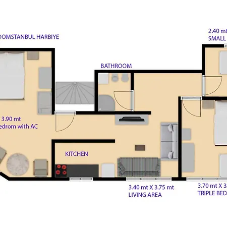 Comfy Flat For 6 People-10 Min Walk To Taksim Square- 3 Bedrooms Apartment